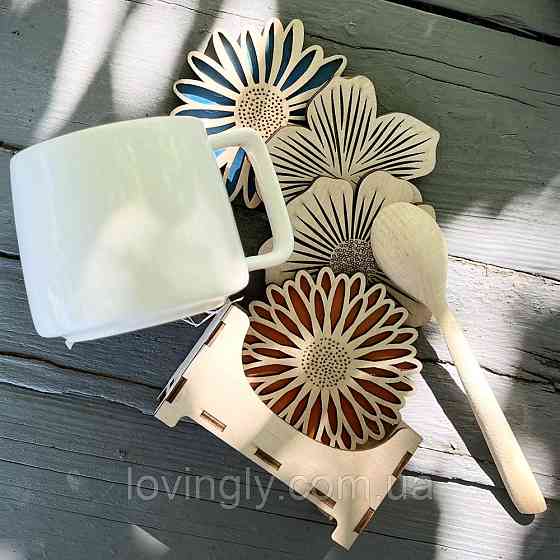 Набір подарунковий: чашка, крем-мед, свічка, чай у дерев’яному боксі Ірпінь