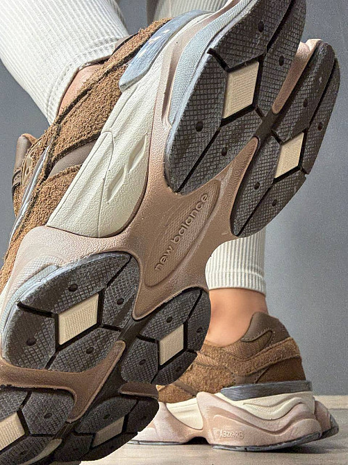 Кроссовки женские и мужские NB 9060-6 замша с сеткой потертые унисекс коричневые, 37, 23,5 см Киев - изображение 7