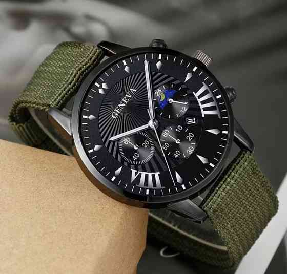 Подарунковий набір для чоловіків наручний годинник з 4 браслетами зелений Київ