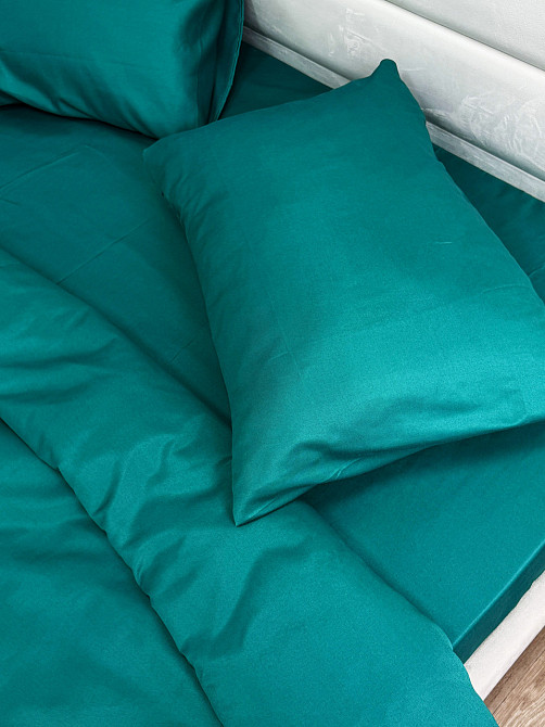 Ecotton Комплект постільної білизни Ecotton Євро 210х220 см однотонний темно-зелений смарагдови Коломыя - изображение 9