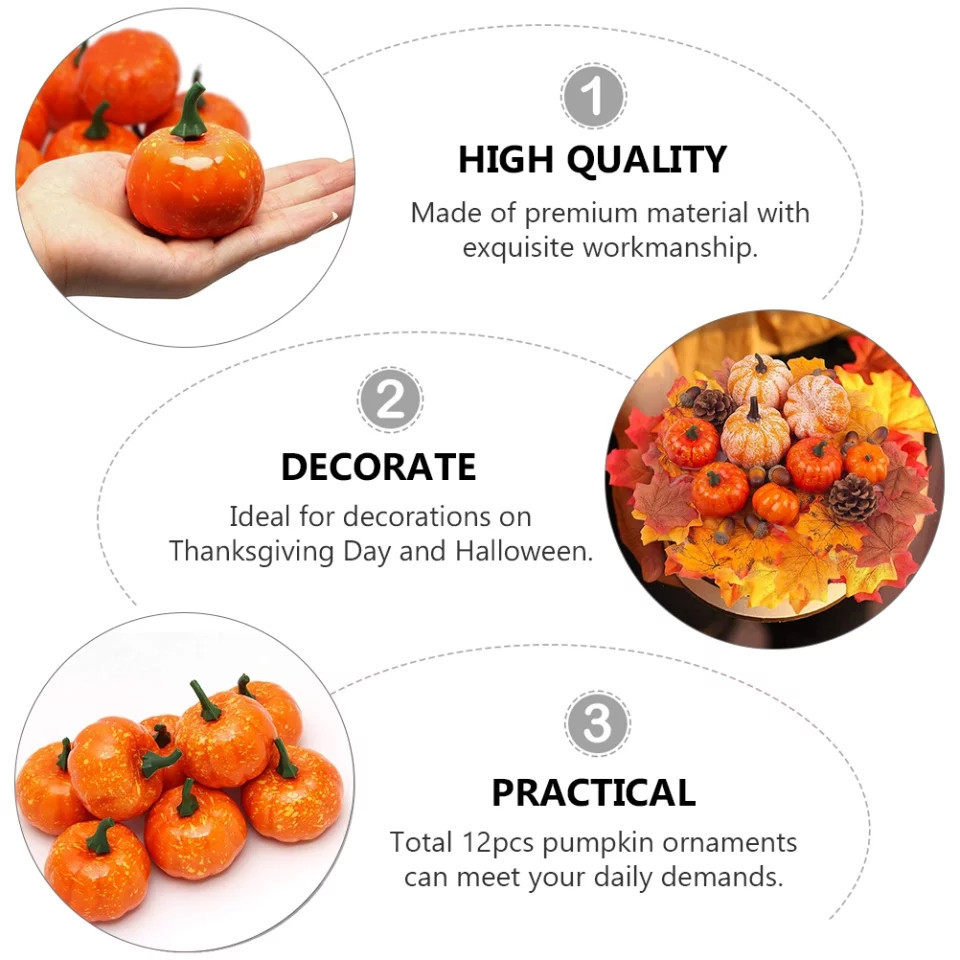 Маленькие тыквы на Хэллоуин 12 штук 45 мм оранжевый Киев - изображение 3