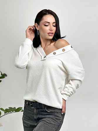 Жіночий пуловер з гудзиками "Pearl" оптом | Норма Білий, 42-44 Київ