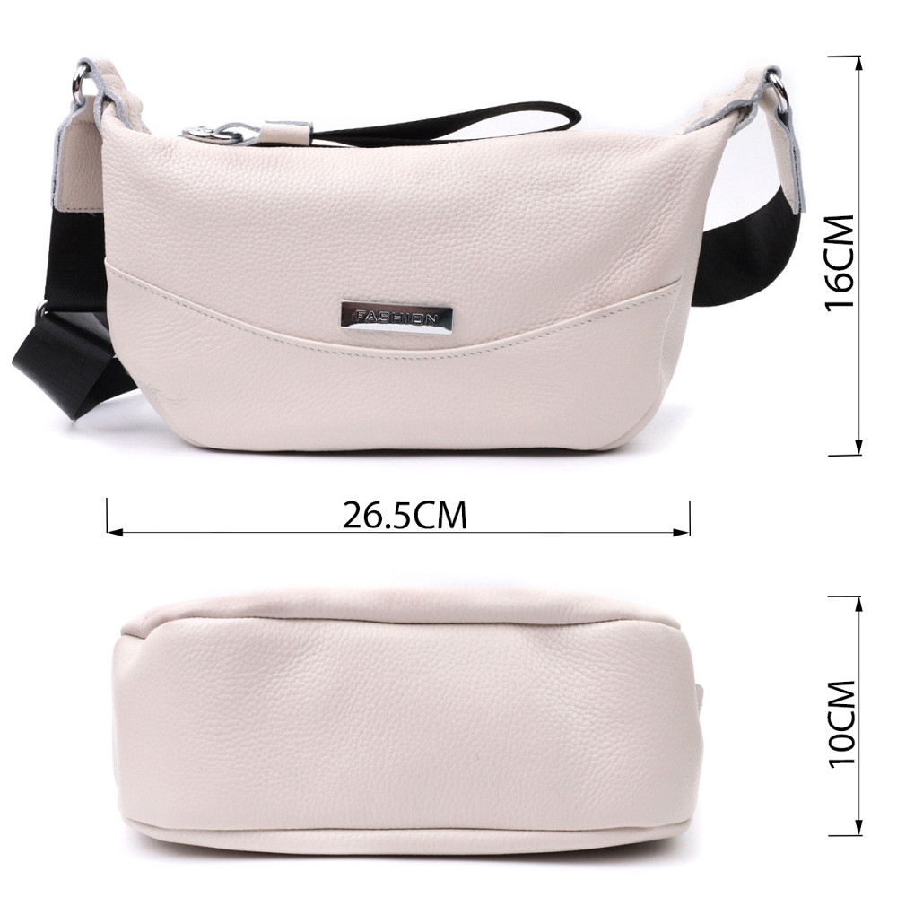 Жіноча сумка через плече з незвичайним бігунком брелоком з натуральної шкіри Vintage 22616 Біла Київ - фото 3