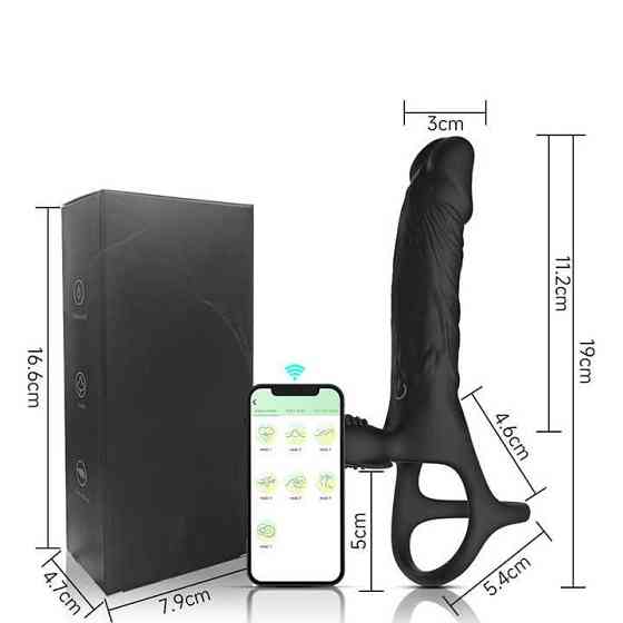 Смарт ерекційне кільце з вібрацією і фалоїмітатором для подвійного проникнення Love Spousе Вінниця