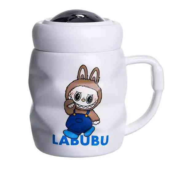 Чашка порцелянова з кришкою Labubu 400 (мл) Білий з синім FM-54A Київ