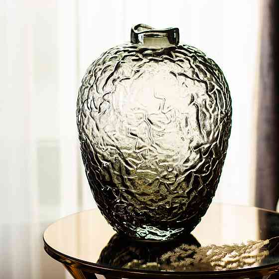 Ваза для квітів зі скла, декоративна кругла, 30 см, сіра HP-1731 Київ