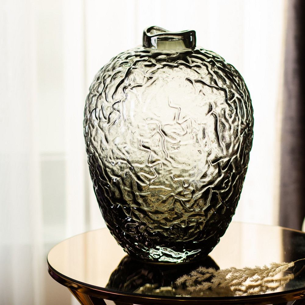 Ваза для квітів зі скла, декоративна кругла, 30 см, сіра HP-1731 Київ - фото 5