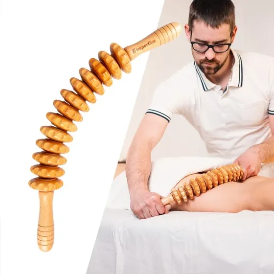 Полукруглый деревянный массажный ролик inSPORTline антицеллюлитный Marlee 500 Киев