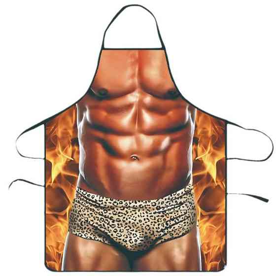 Фартух з приколом чоловік в леопардовій білизні 80 на 60 см різнобарвний Київ