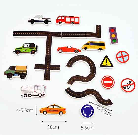 Набір іграшок для ванної дороги та транспорту 23 шт різнокольоровий Київ