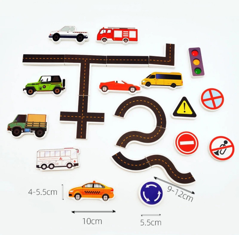 Набір іграшок для ванної дороги та транспорту 23 шт різнокольоровий Київ - фото 5