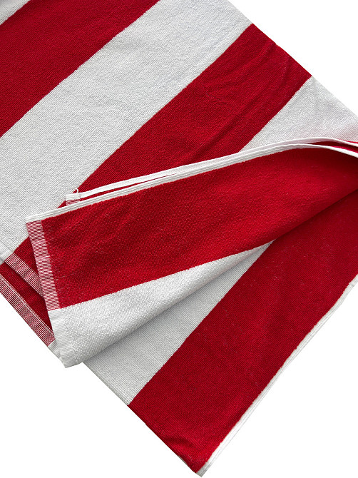 Пляжний рушник Ideal Textile махровий в смужку 90х170см (56860346) червона смужка Чернівці - фото 1