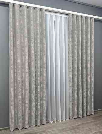 Комплект готових штор VR-Textil Жакард Sultan XO № 1124ш Світло-сірий 150х290 см 2 шт (33-0730) Київ