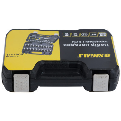 Набор инструментов Sigma насадок торцевых и бит 1/4" 46шт CrV mid (6003511) Винница - изображение 7