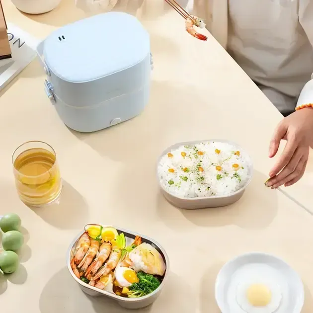 Ланч-бокс с подогревом объемом 1 л на два контейнера с крышками LY-800 Коломия - фото 5