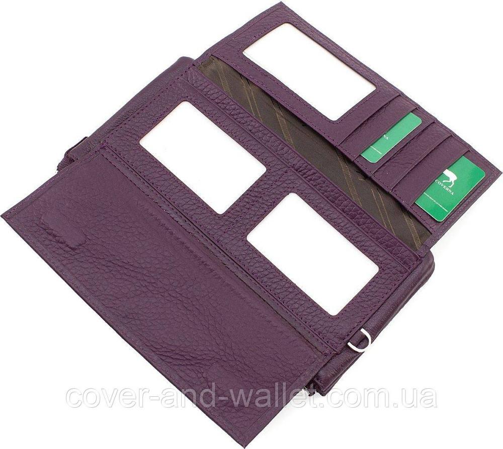 Великий жіночий гаманець на змійці та магнітах фіолетового кольору Marco Coverna MC 6052-11 Київ - фото 5