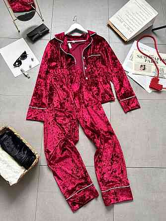Жіноча домашня повсякденна велюрова піжама Бордо Одеса