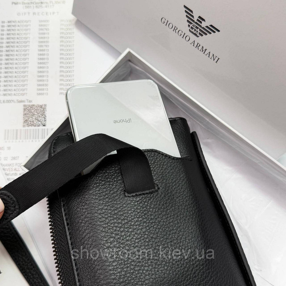 Шкіряний брендовий клатч Armani з відділенням для телефона (6615) Київ - фото 9