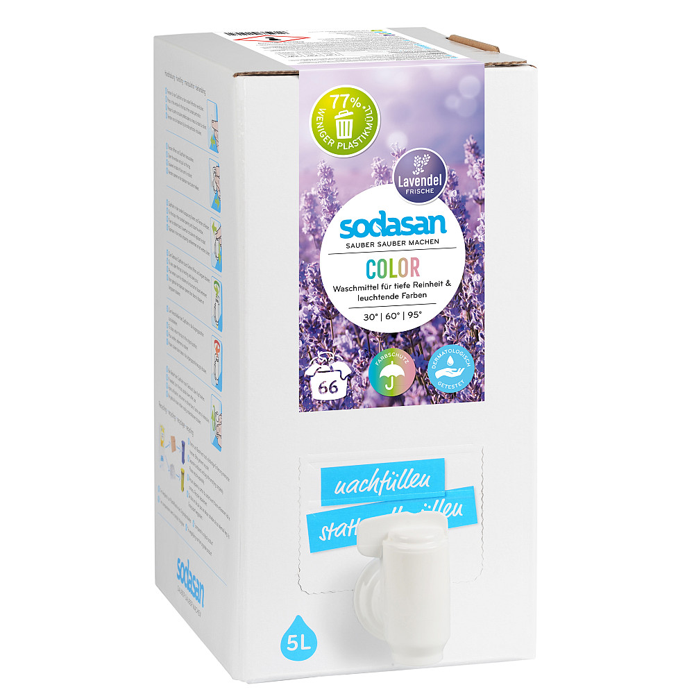 Органічний рідкий засіб Color Lavender для прання кольорових та чорних речей з пом'якшувачем води та кондиціонером SODASAN 5 л Київ - фото 2