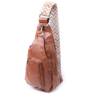 Сумка Vintage Женская из экокожи с акцентом на текстильную лямку Рыжая (22773) Винница - изображение 1