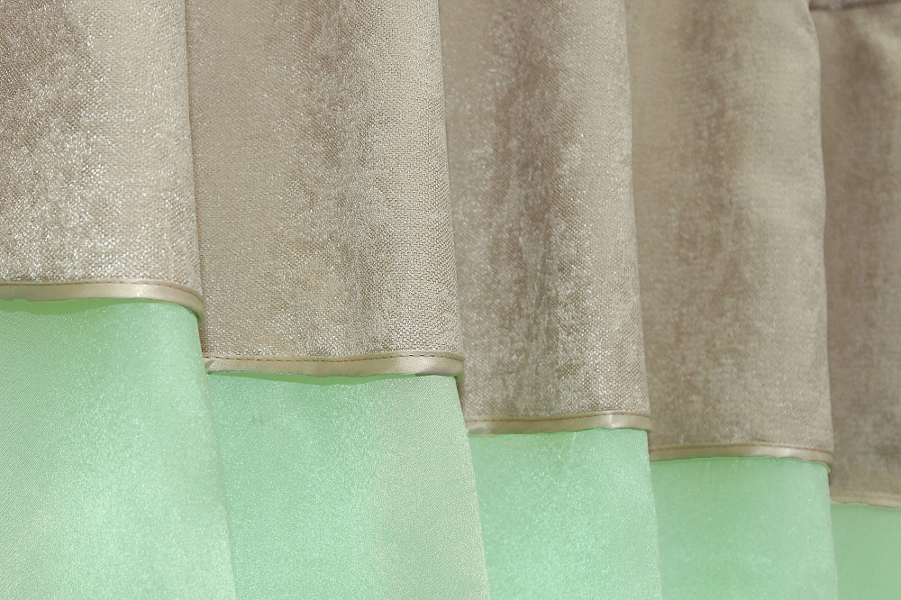 Кухонні штори VR-Textil № 073к з ламбрекеном і підхватами салатовий з кремовим 270х170 см ( 52-0270) Київ - фото 5