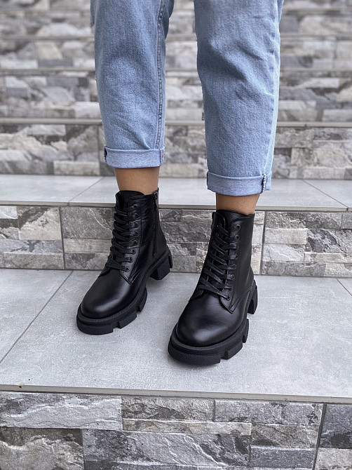 Жіночі черевики GREMMY чорні натуральна шкіра висота 13 см розмір 38/40 (4191) Коломия - фото 2