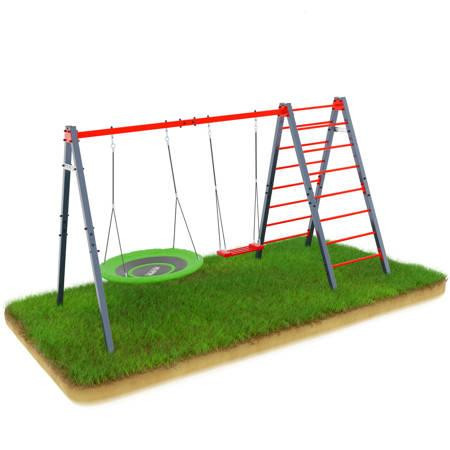 Гойдалка з гніздом лелеки та драбиною K-Sport KSOZ015D - червоно-сіра Київ - фото 1