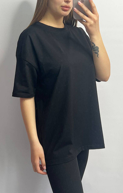 Футболка базовая оверсайз Черный 3XL/4XL Харьков - изображение 5