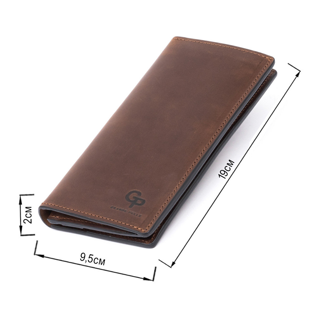 Вертикальный бумажник матовый на магнитной кнопке Шоколадный (GRANDE PELLE) Киев - изображение 7