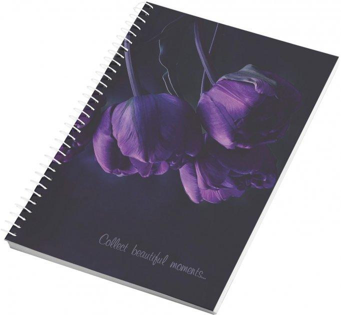 Блокнот "Аркуш"А4, 64арк, кліт, біч.спір, м'яка карт обкл, 1В2339 Тюльпани фіолетові, 1/10, шт Київ - фото 1