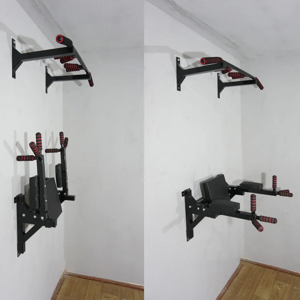 Комплект турнік бруси і прес настінні підйомні складні для дому Білий Київ - фото 4