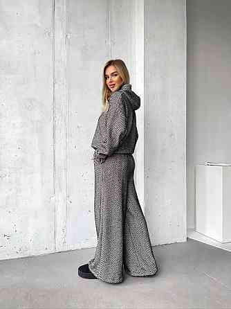 Женский теплый уютный костюм двойка из альпаки Черно-белый, 42/44 Одесса