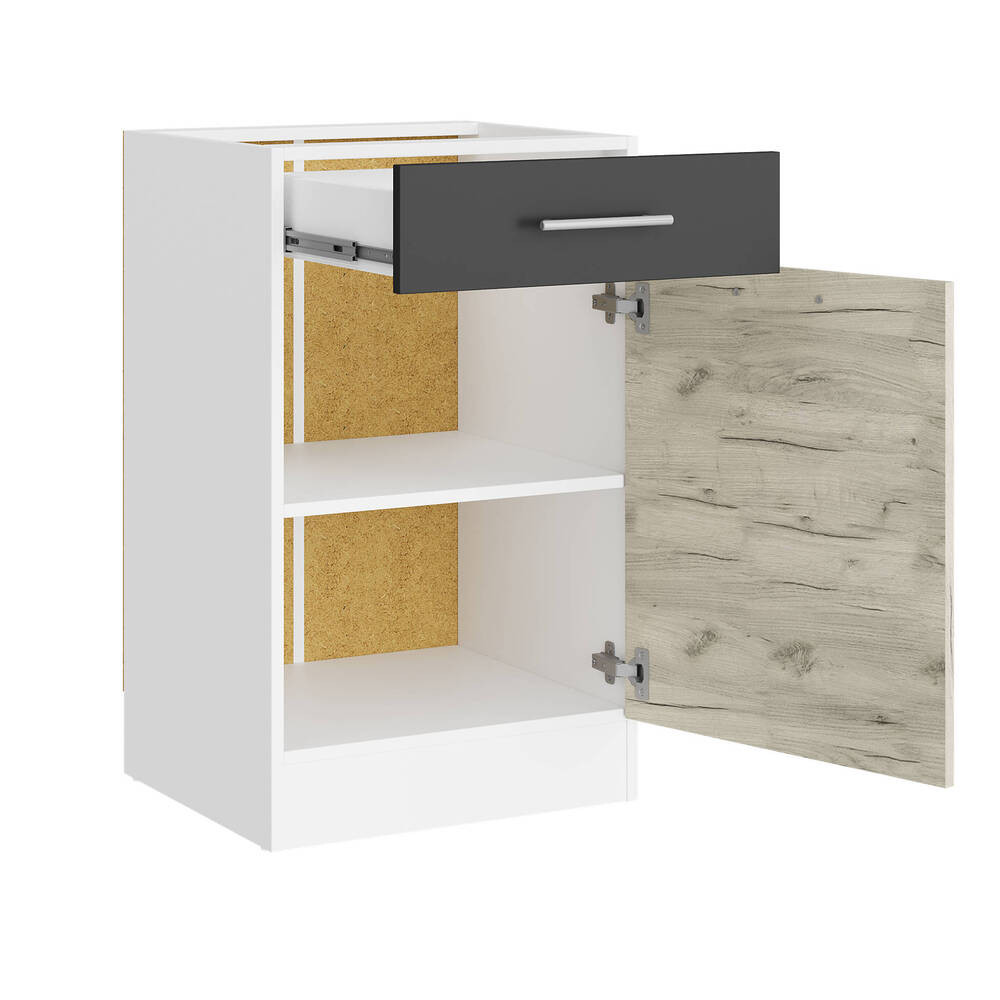 Кухонный модуль нижний с шухлядой Эверест Эко 500 дуб крафт белый/графит/белый (без столешницы) 50х46х82 см (DTM-071029) Львов - изображение 2