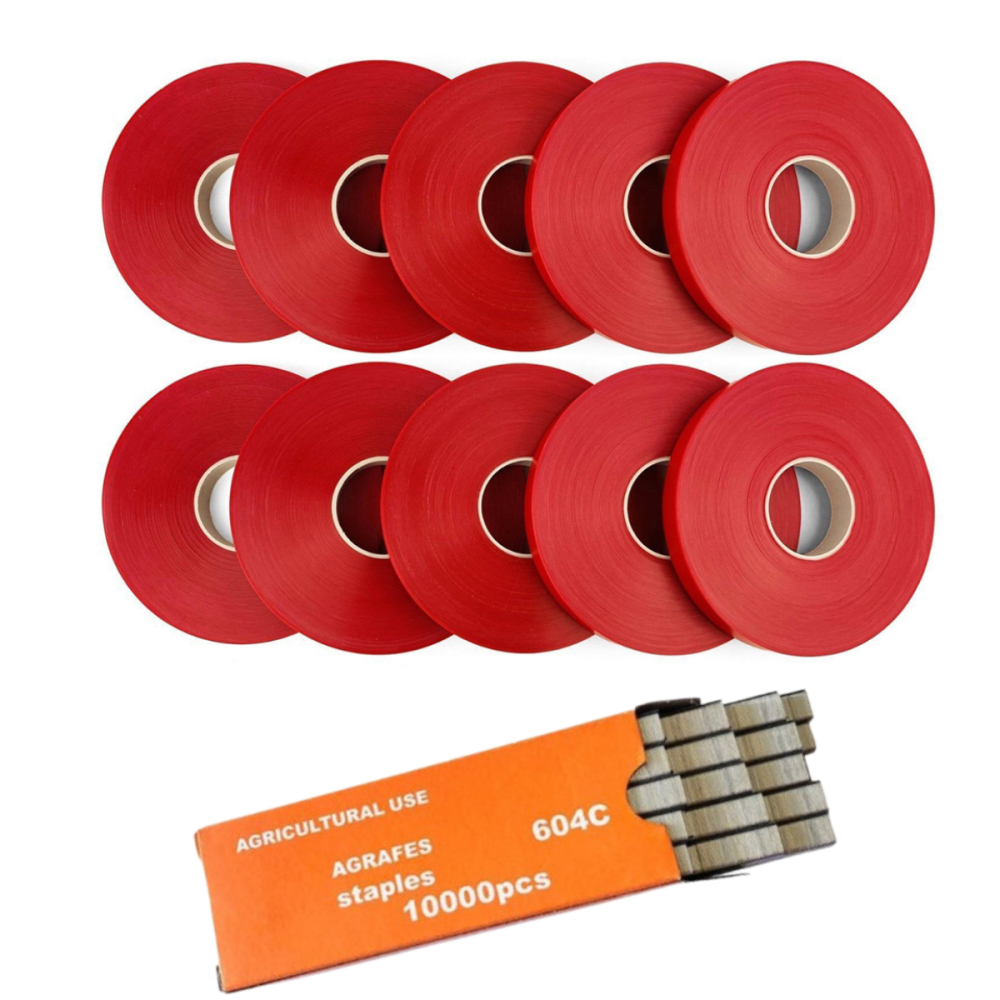 Набор для садового степлера тапенера: подвязочная лента 10 шт (300 м) + скобы (10000 шт) Черновцы - изображение 1