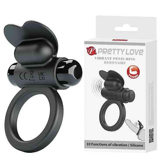 Віброкільце PRETTY LOVE VIBRANT PENIS RING DEBONAIRE Black, 10 vibration functions Sex Aura Київ