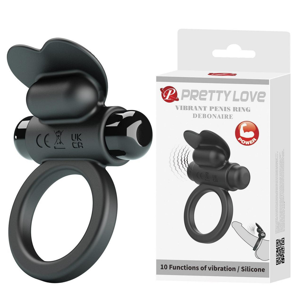 Віброкільце PRETTY LOVE VIBRANT PENIS RING DEBONAIRE Black, 10 vibration functions Sex Aura Київ - фото 2