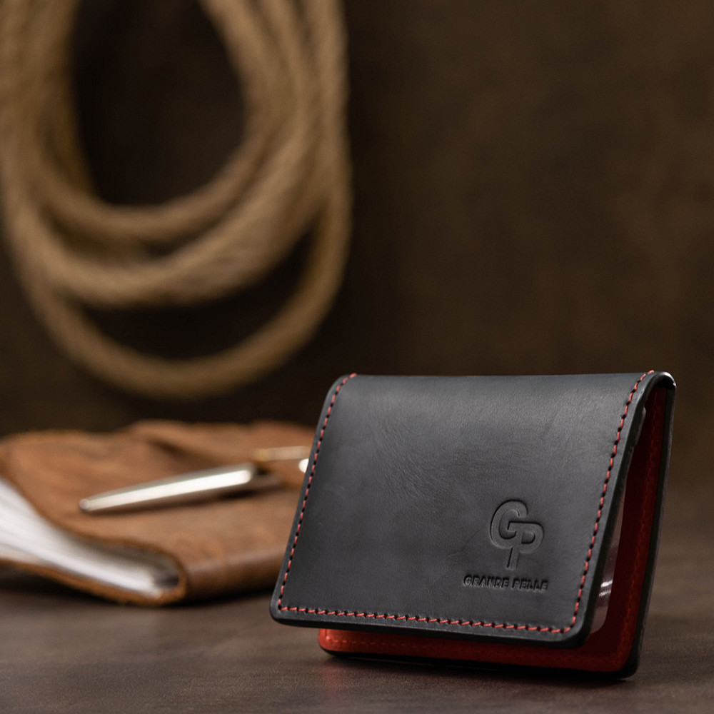 Кожаная винтажная обложка для прав Черный (GRANDE PELLE) Киев - изображение 1