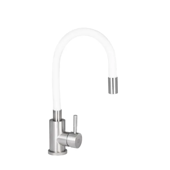 Змішувач для кухні Lidz Aria 015F3 з гнучким виливом (k35) LDARI015F3WHI43362 White / Nickel Київ