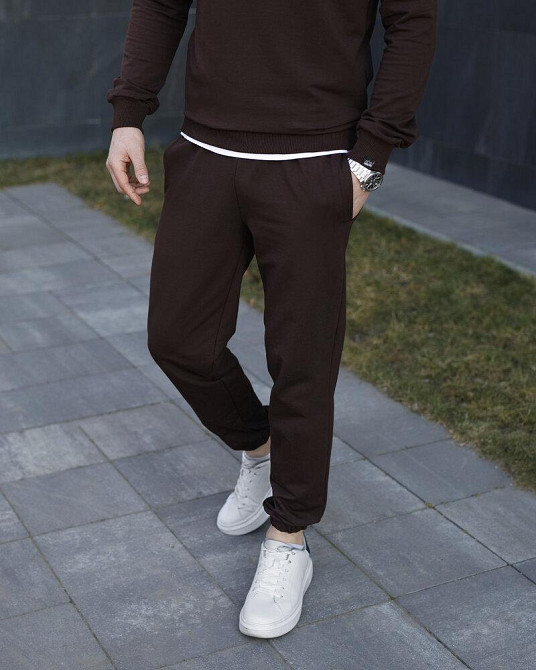 Чоловічі штани джогери з кишенями шоколадний Pobedov 95 Київ - фото 1