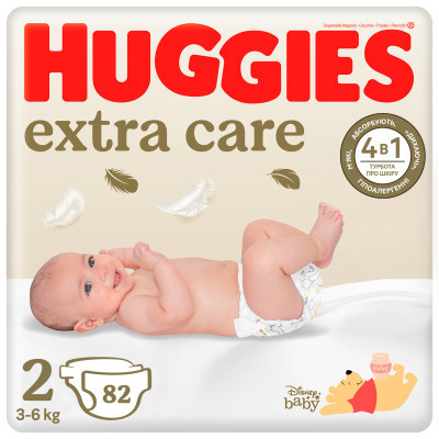 Підгузки Huggies Extra Care 2 (3-6 кг), 82 шт (5029053578088) Вінниця - фото 1