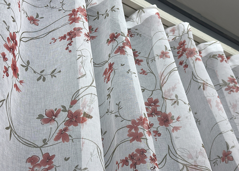 Тюль VR-Textil 1534т Flora Батист Белый с красно-коричневым 300х270 см (42-0445) Киев - изображение 8