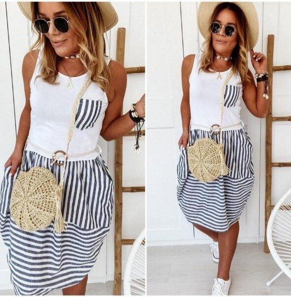 Плаття літнє у смужку "Laura" оптом | Норма і батал | Розпродаж моделі 44 Київ - фото 1