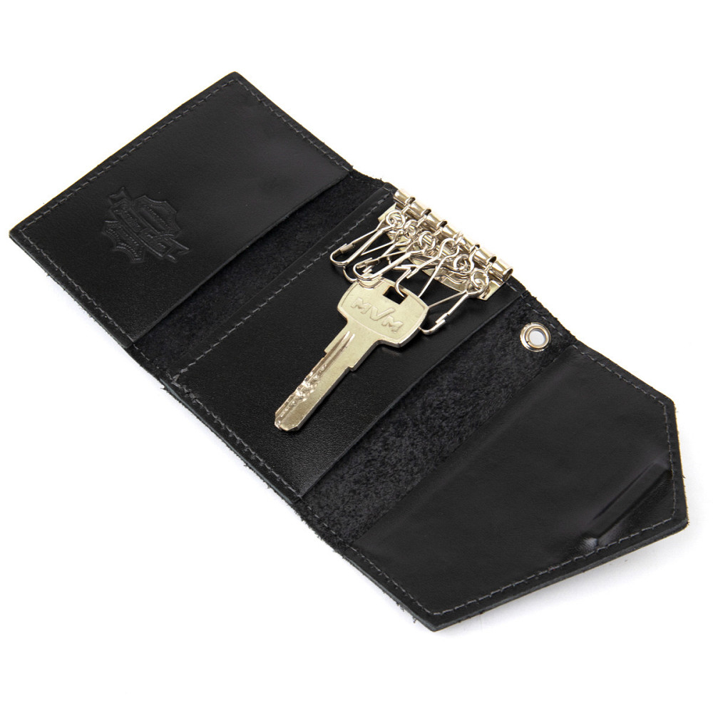 Добротна шкіряна ключниця GRANDE PELLE 11354 Чорний Київ - фото 9