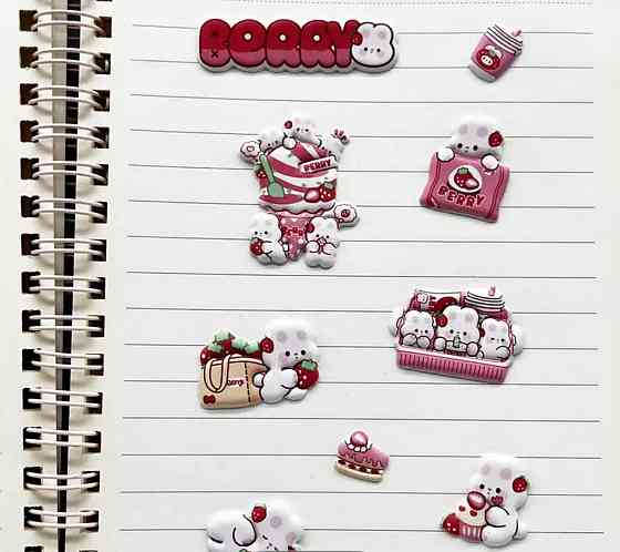 3D стікери зайчики з полуницею – 1 лист (колір випадковий) Київ