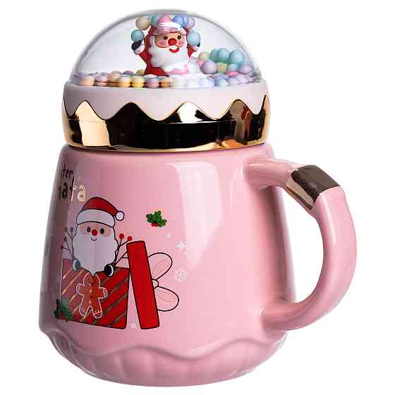 Чашка порцелянова з кришкою Christmas 400 (мл) Рожева Yiwu FM-CS-41C Київ