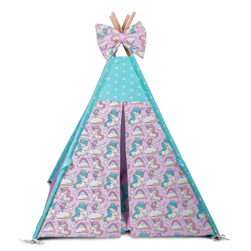 Вігвам Хатка комплект Єдинороги з м'яким килимком — Великий 150*150 см Київ