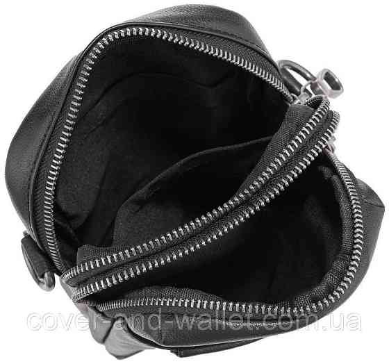 Миниатюрная мужская сумка на плечо из гладкой кожи на две молнии ST 1631 Киев
