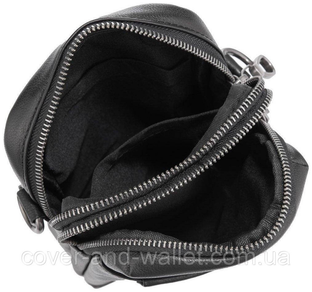 Миниатюрная мужская сумка на плечо из гладкой кожи на две молнии ST 1631 Киев - изображение 2