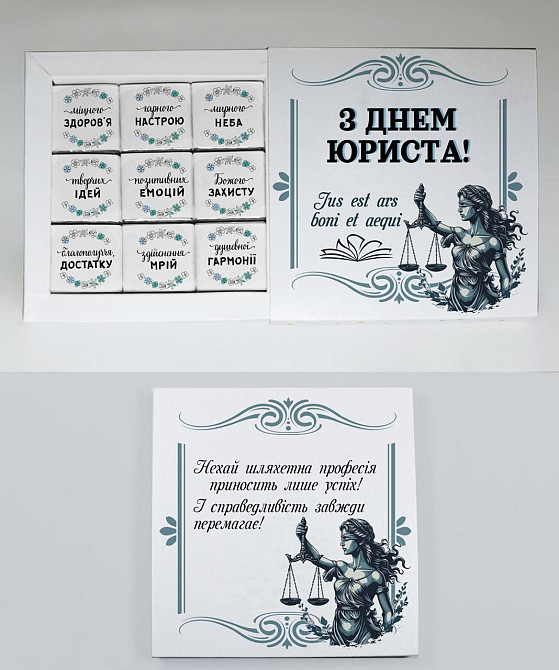 Шокобокс для юриста – подарочный набор из 9 шоколадок с персональным дизайном ко Дню юриста Одесса - изображение 2