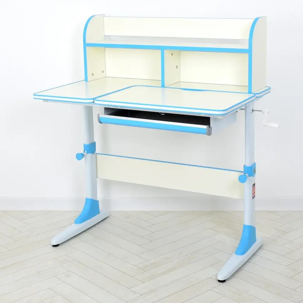 Парта з надбудовою та полицею знизу Без стільця Біло-синя (M 4804-4) Чернігів - фото 1